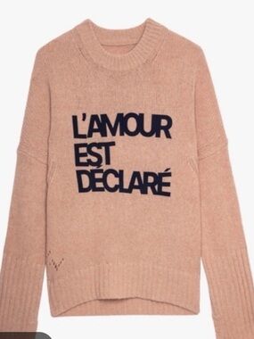 Zadig & Voltaire Wool Malta Crewneck Sweater L'AMOUR EST DECLARE XS